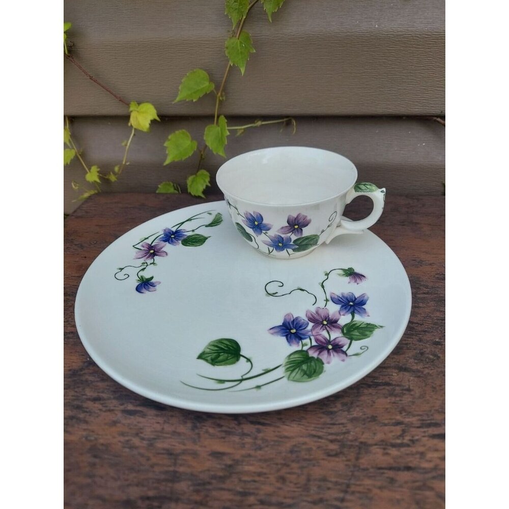 Lefton Sweet Violets Snack Plate & Cup Set